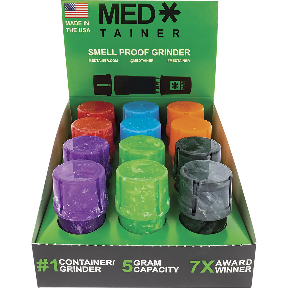 12ct.Medtainer Storage Container/Built-in Grinder Marble
