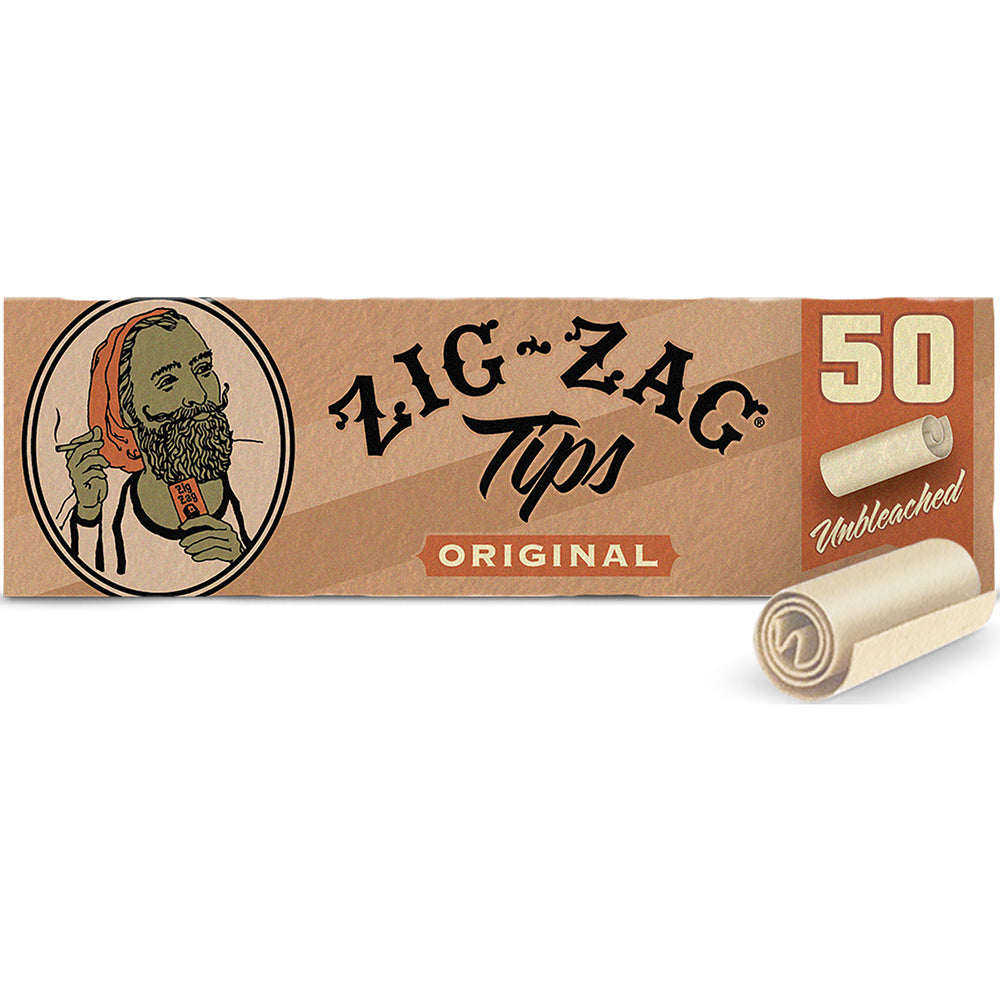 50ct. Original Unbleached 50pk Zig-Zag Rolling Tips
