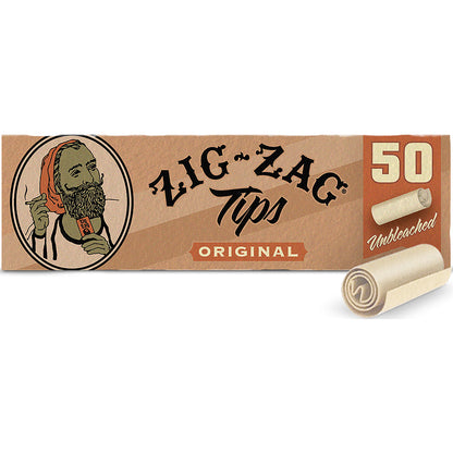 50ct. Original Unbleached 50pk Zig-Zag Rolling Tips