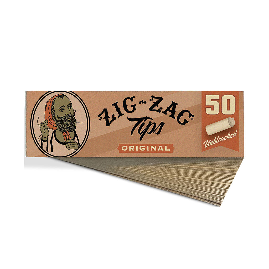 50ct. Original Unbleached 50pk Zig-Zag Rolling Tips
