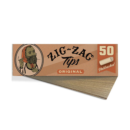 50ct. Original Unbleached 50pk Zig-Zag Rolling Tips
