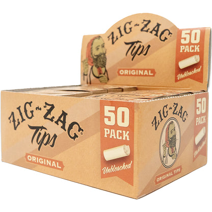 50ct. Original Unbleached 50pk Zig-Zag Rolling Tips