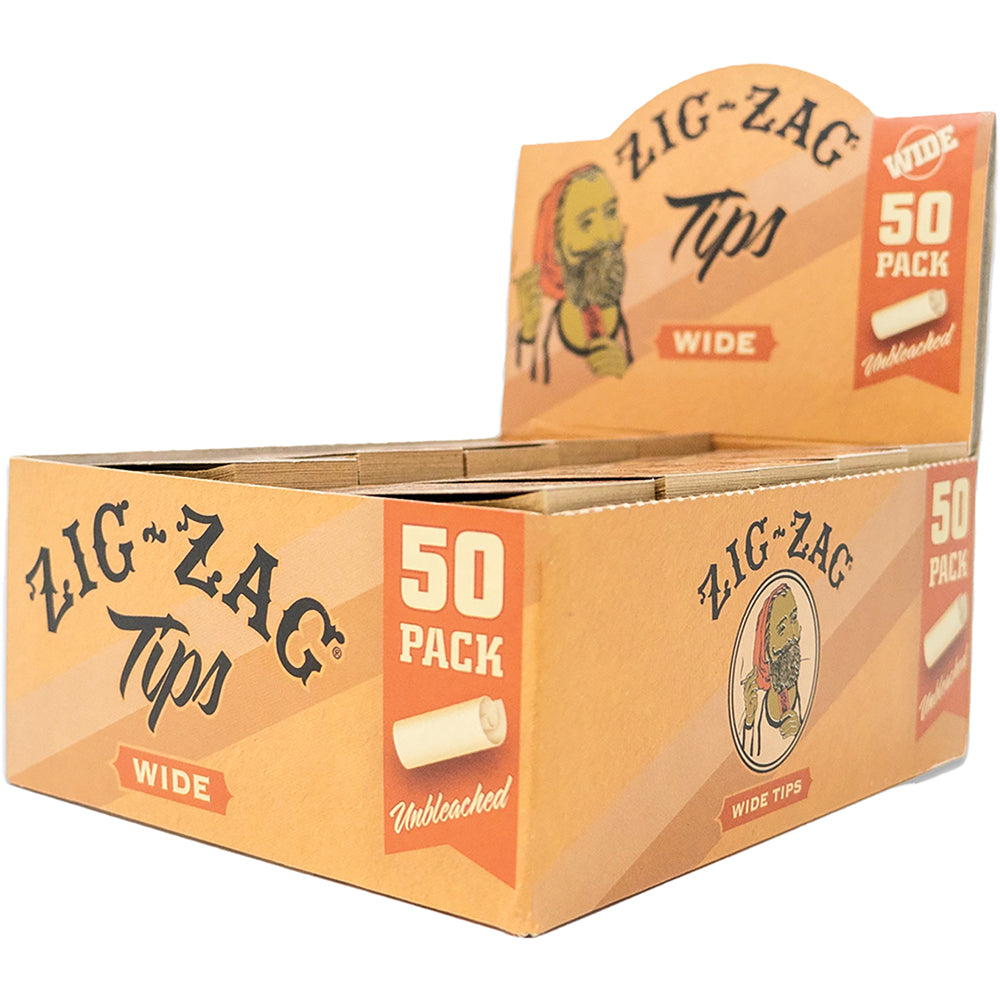 50ct. Wide Unbleached 50pk Zig-Zag Rolling Tips