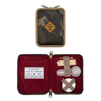 Camo Revelry Supply Smell-Proof Pipe Kit displayed in a close-up view, showcasing its durable, discreet design for travel.
