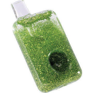 4in Light Green Liquid Glitter Square Hand Pipe