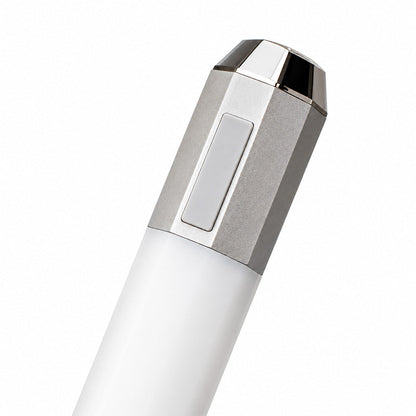 Litsaber OG silver interactive LED 510 battery with light-up indicator showing different voltage settings.