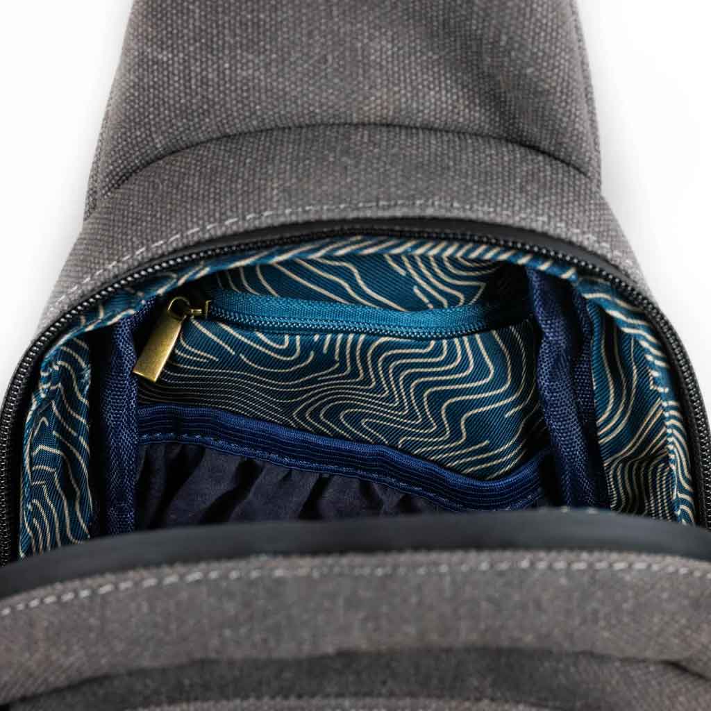 Revelry Daytripper large smell proof crossbody bag in Ash.