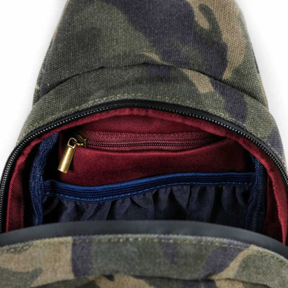 Revelry Daytripper large smell proof crossbody bag in camo.