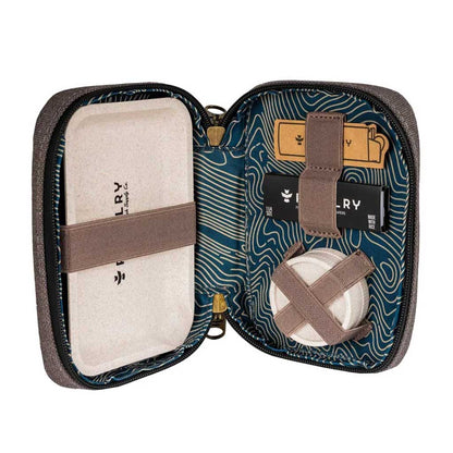Top view of the Revelry Rolling Kit Traveler, emphasizing the sturdy zipper and stitching.