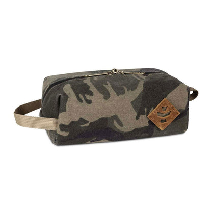Revelry Supply The Cache Mini smell proof toiletry kit in camo.