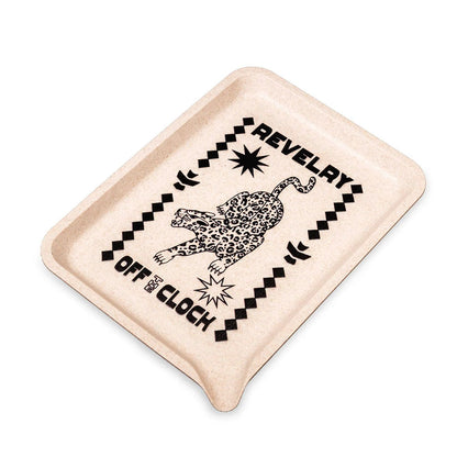 Revelry Supply rolling tray with a funnel corner in the Prowler design.