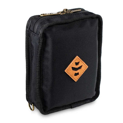 Black Revelry Supply Smell-Proof Pipe Kit shown with the lid open, revealing its organized storage setup.