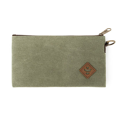 Revelry The Broker smell proof zippered stash bag in sage.