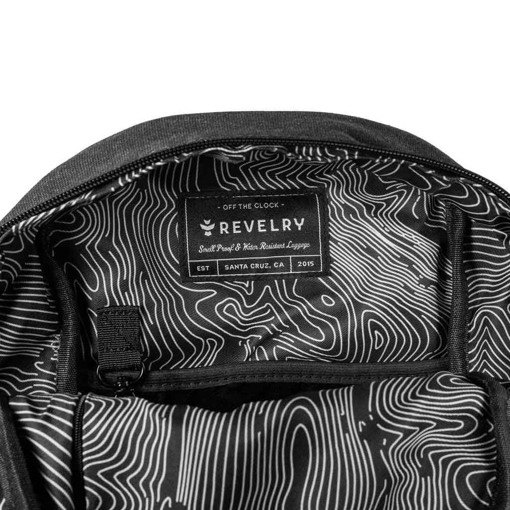 Revelry The Shorty smell proof mini backpack in Smoke color.