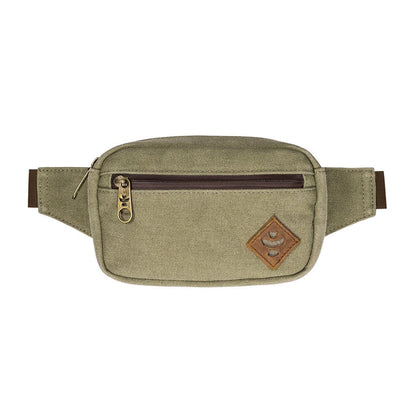Sage Companion Smell Proof Crossbody Bag with adjustable strap on a plain background.