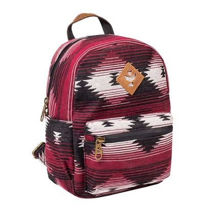 Front view of The Shorty Smell Proof Mini Backpack featuring Southwest pattern and a zippered main compartment.