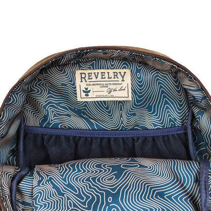 Open Sage Explorer Smell Proof Backpack displaying its interior pockets and layout, ideal for organizing items securely.